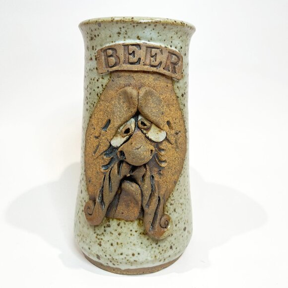 Vintage Ugly Funny Face Studio Pottery Beer Stein / Mug - Picture 1 of 7